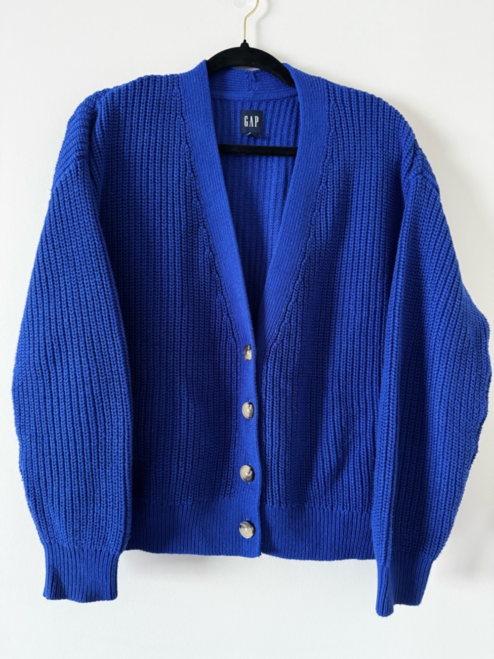 GAP Women's Royal Blue Button-Up Knit Cardigan